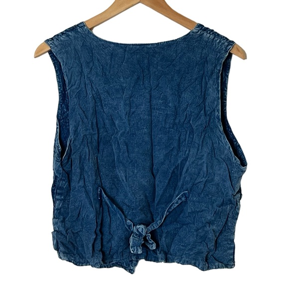 24 Karat | Vintage blue rayon v-neck button front vest tank top free size - Picture 5 of 9